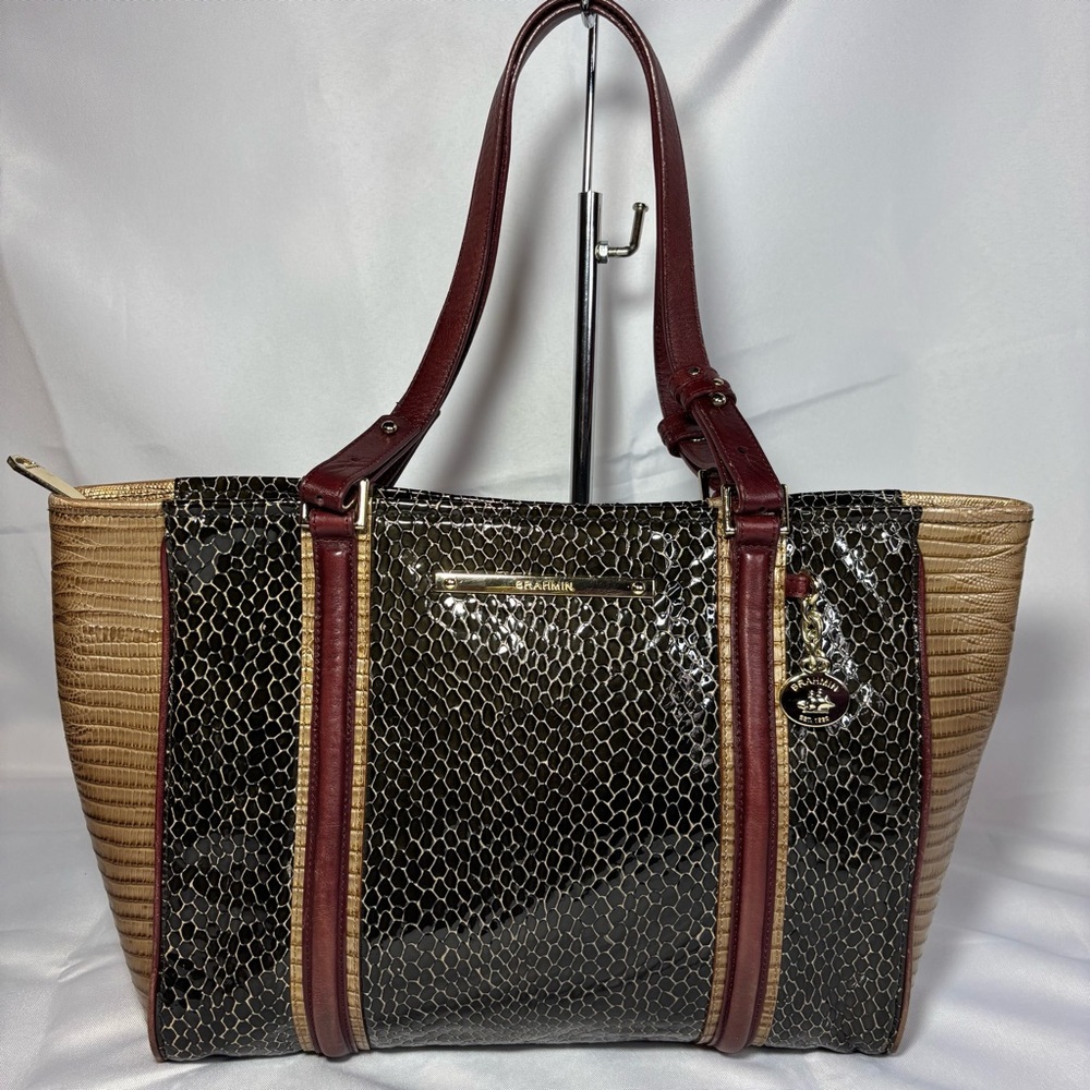 Brahmin Black and Brown Satchel